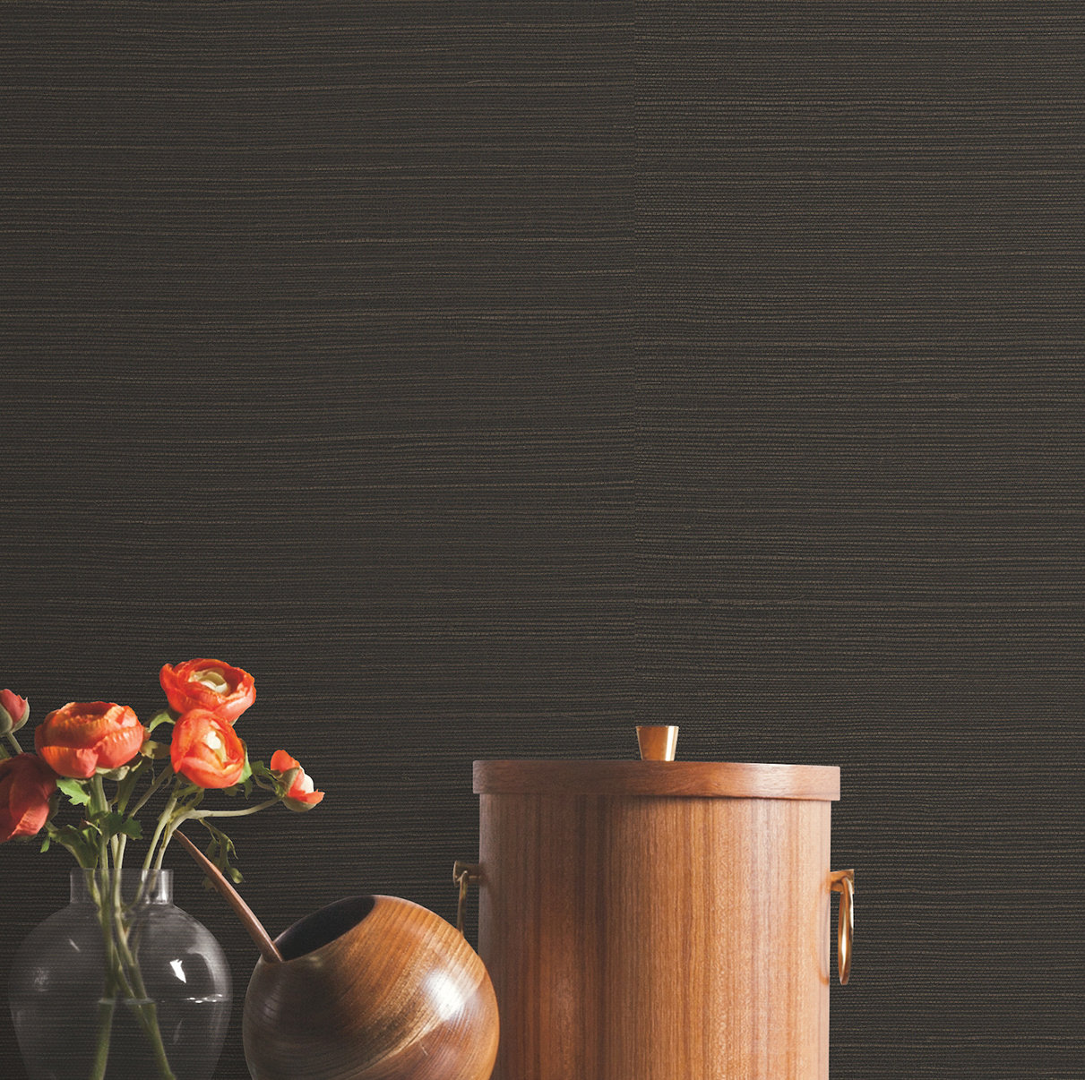 Sisal Grasscloth Self-Adhesive Wallpaper Roll, Black