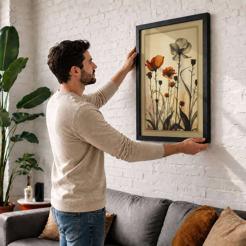 Carnation Study Botanical - Framed Print, A1 - 84.1 x 59.4 cm, White