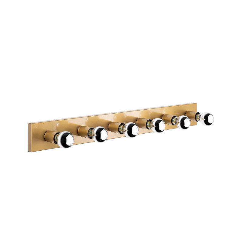 Elegant Gold Wall Lamp, Metal Body, 3.9 x 3.9 x 35.8 Inches | Base Plate: 35.8 x 3.9 Inches, Height: 0.8 Inches | 6 x E27 Sockets, Max 40W | Glamorous Solid Color Design, Perfect for Modern Home Decor