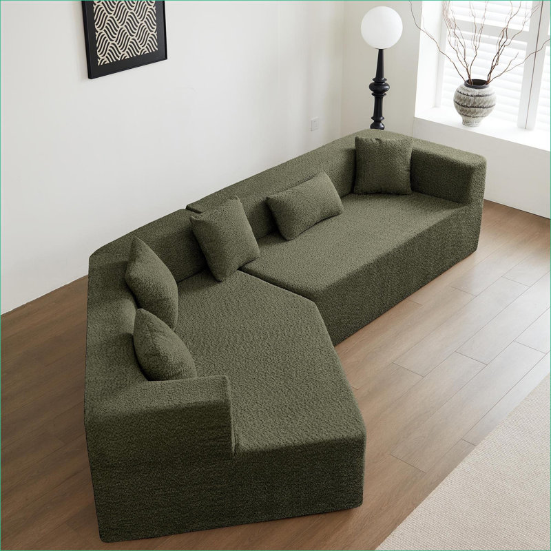 Canapés modulaires, canapé-lit à siège profond minimaliste moderne de 127,5 po, sans assemblage, pour salon | Mousse | Standard