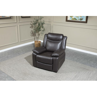 Modern PU Leather Upholstered Motion Recliner with Pillow Top Armrest, Back Cushions by EASCOM