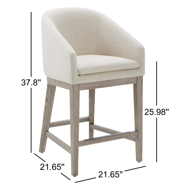 Tabouret de comptoir avec accoudoirs Bethea, Lin Performance Effie