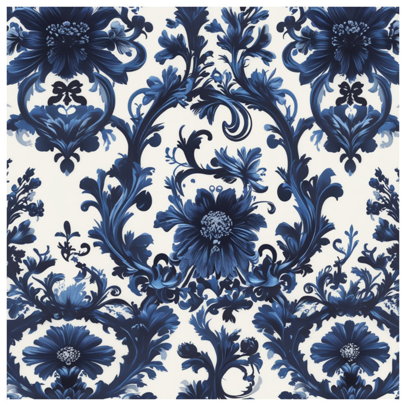 Couvertures damassées à motif floral bleu, L 50 po x H 60 po