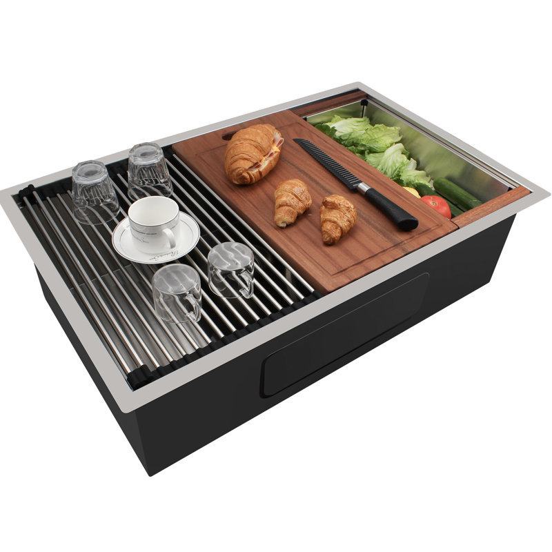30" Kitchen Sink Undermount - 304 Stainless Steel With Integrated Ledge And Commercial Grade Brushed Finished 30 Inch Single Bowl High-Performance Materials