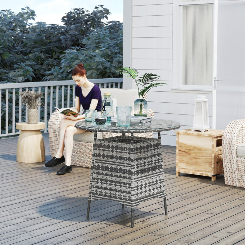 Round 80Cm L Outdoor Coffee Table, Grey