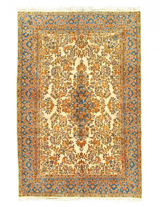 Ivory Semi-Antique Persian Kerman 6'X9'2"