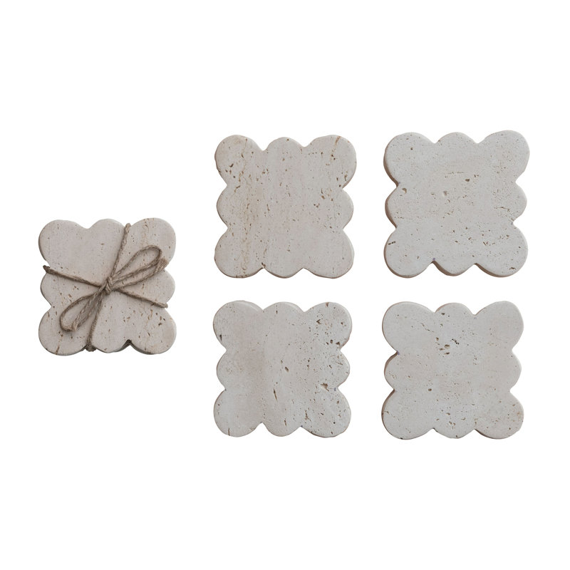Tuscan Elegance Travertine Coaster Set