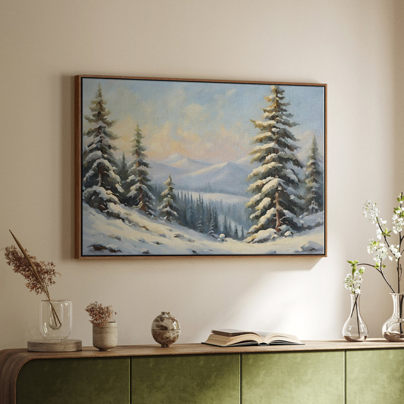 Paysage rétro - CCIV, H 27 po x l 41 po x P 2 po, Toile encadrée noyer flottant