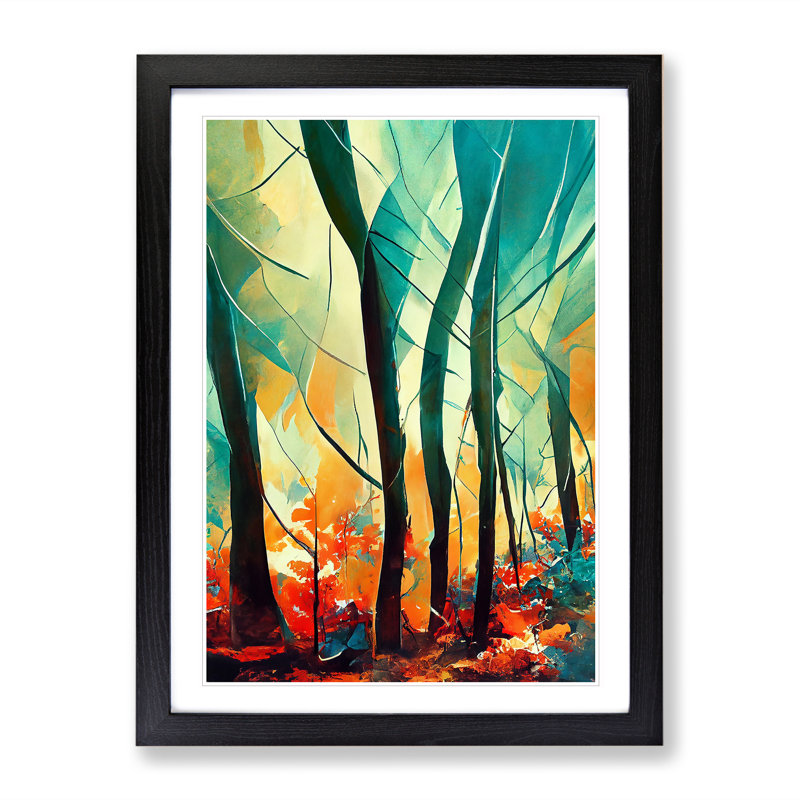 Forest Abstract No.3 - Single Picture Frame Print, 34cm H x 25cm W x 2cm D, Black