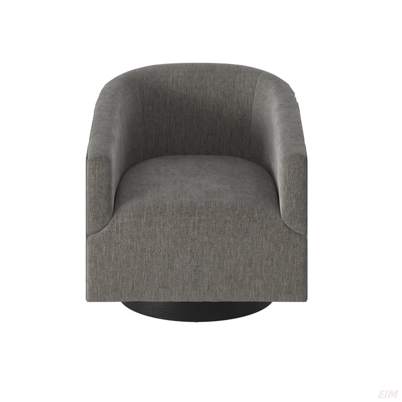 Bevis Upholstered Swivel Barrel Chair, Gray