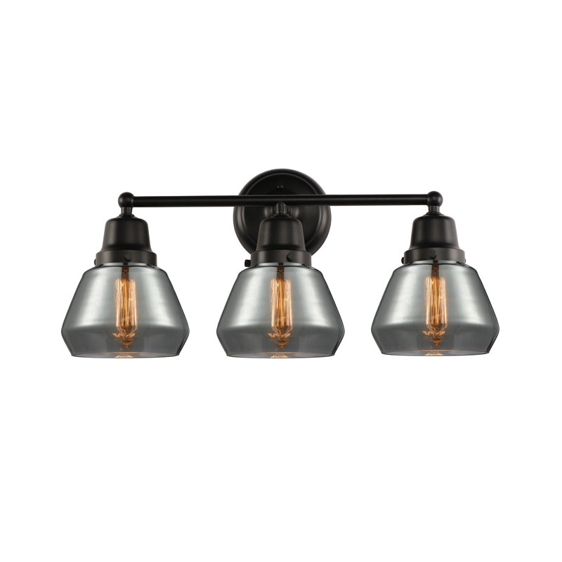 Éclairage pour salle de bain 3 lumières Cahn, Plaqué couleur fumée, Incandescent, Nickel satiné brossé