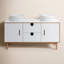 Meuble-lavabo double en contreplaqué naturel 60 po avec plateau en quartz d'ingénierie Antonina-35980500
