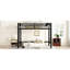 Lit mezzanine simple en métal noir de taille très grand avec double échelle latérale, cadre et coffre-fort pour dormir dans un dortoir avec barrières de sécurité, assemblage facile, chambre à coucher inférieure flexible