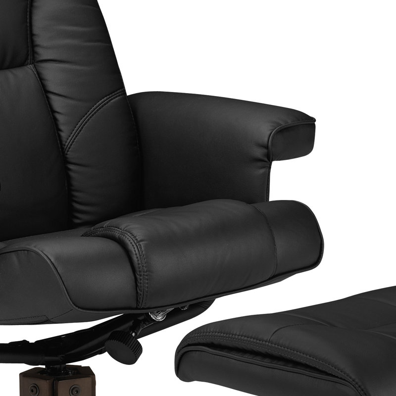 Guillot Swivel Recliner with Footstool, Black