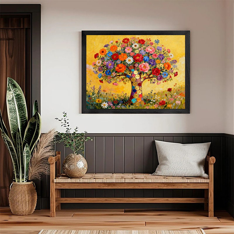 «Black», art floral inspiré de Gustav Klimt, impression bohémienne, H 17 po x l 25 po