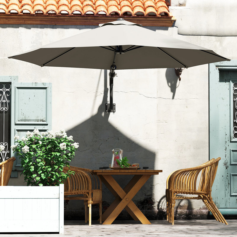 292cm Wall Mount Parasol, Light Grey