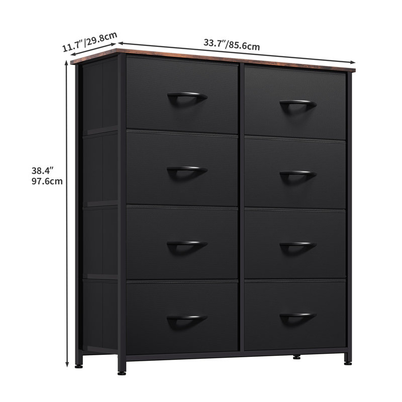 Commode double 8 tiroirs 8 tiroirs, Brun / noir