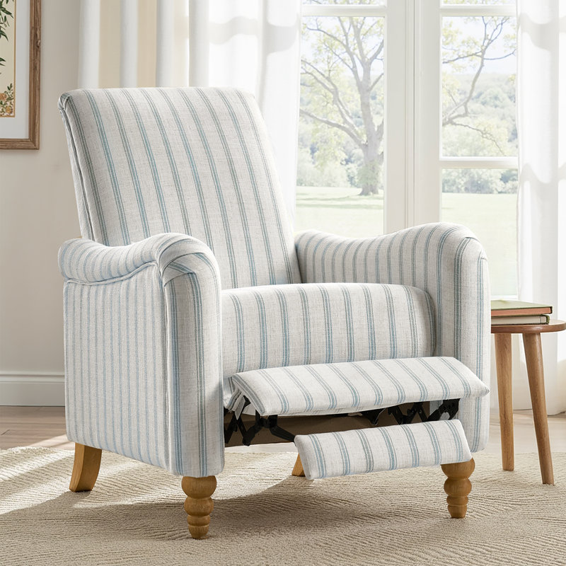Fauteuil inclinable rayé en lin Dignazio, Bleu