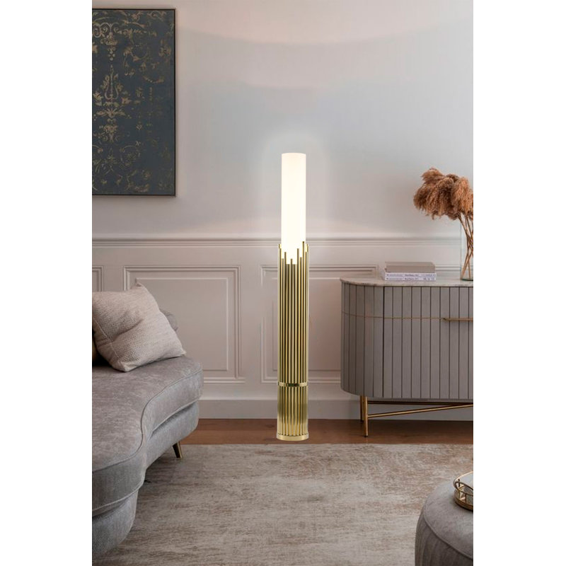 Lampe sur pied en acier inoxydable doré 3 lumières Transitional