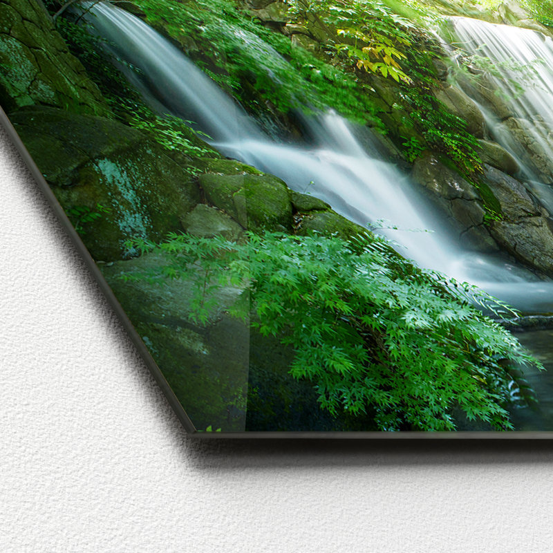 Waterfall In Paradise - No Frame Print on Glass, 50cm H x 125cm W x 1.4cm D