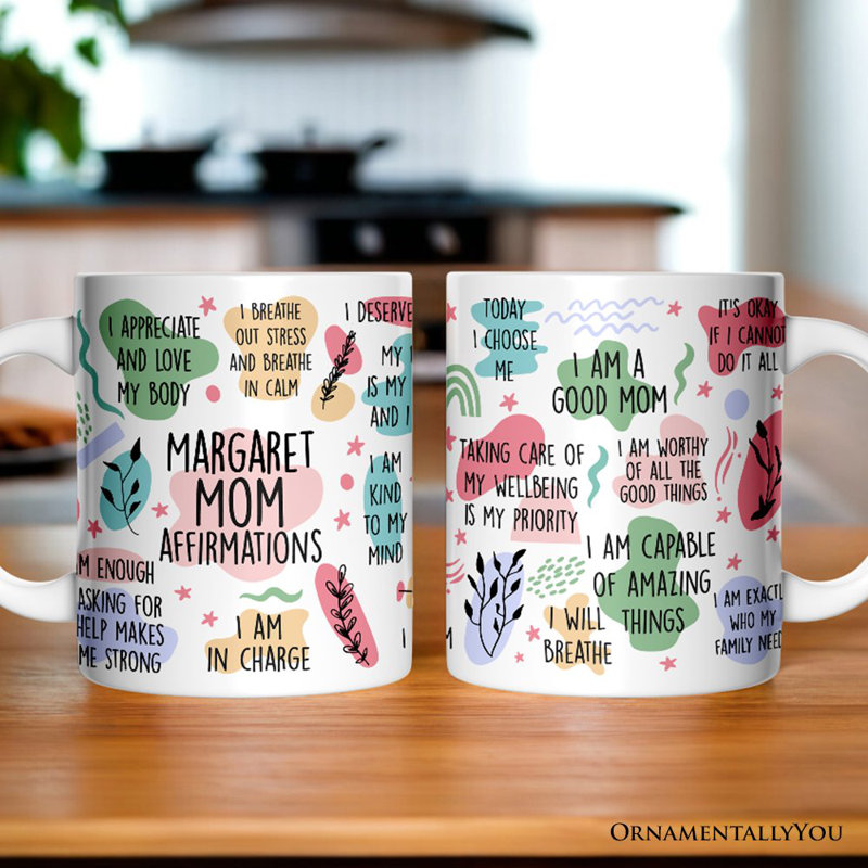 Tasse «maman Affirmations», cadeau de mère avec nom personnalisé