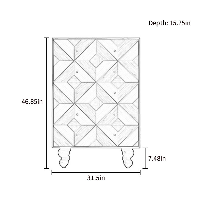 Commode de rangement en bois à cinq tiroirs