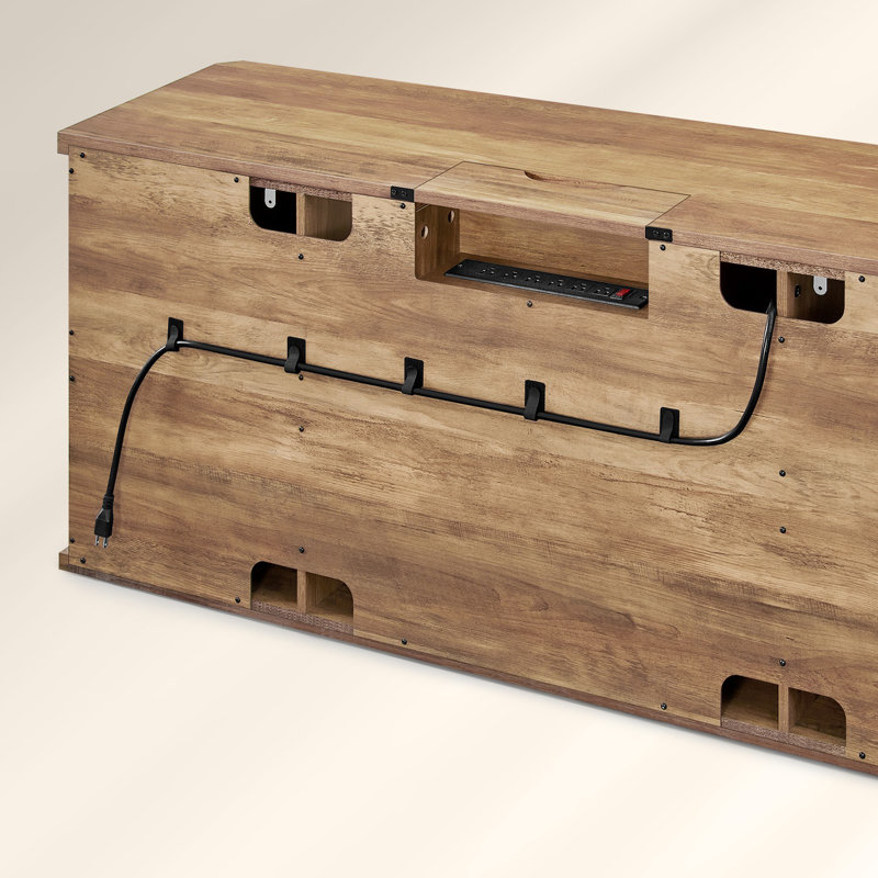 Tv Console Table With Sliding Barn Doors, Brown