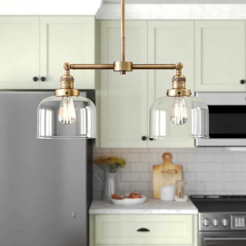 Large Bell 8" - 2 Light 21" Island Light, Plated Smoked, Matte Black, LED