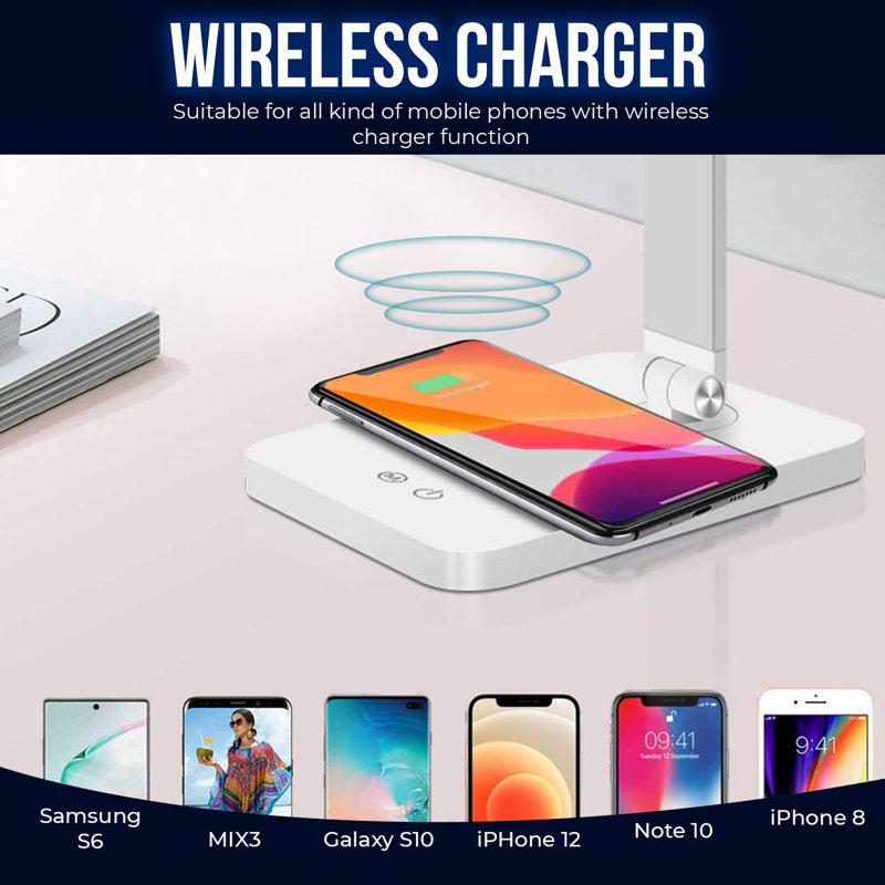 WBM SMART Leanne 11.4'' Table Lamp With USB and Wireless Charger