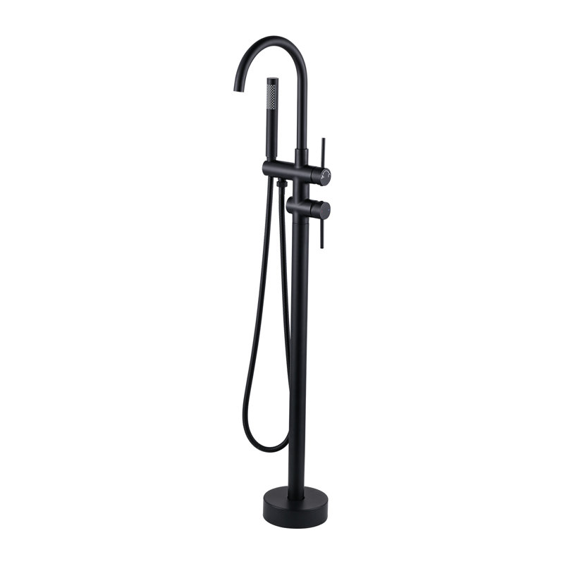 Floor Tub Spout with Diverter, Matte Black