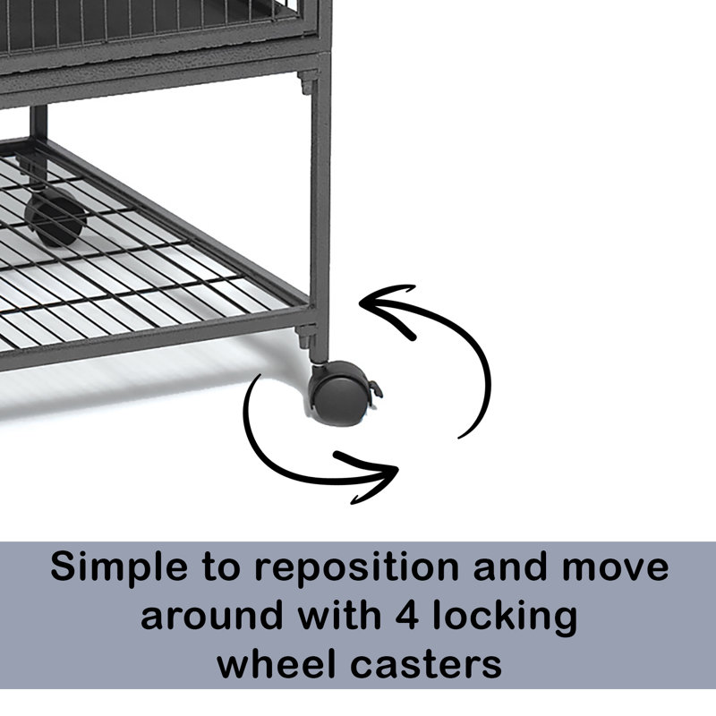 Gray Double Unit Metal Small Animal Cage with Ramps