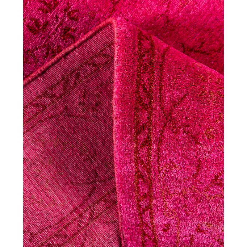 Overdyed Hand-Knotted Wool Modern-Contemporary Pink Runner 2' 5" x 13' 10"