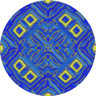 Tapis bleu/jaune à motifs