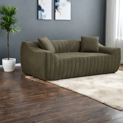 Canapé 2 places compressible, causeuse en similicuir, vert moderne, petit intérieur