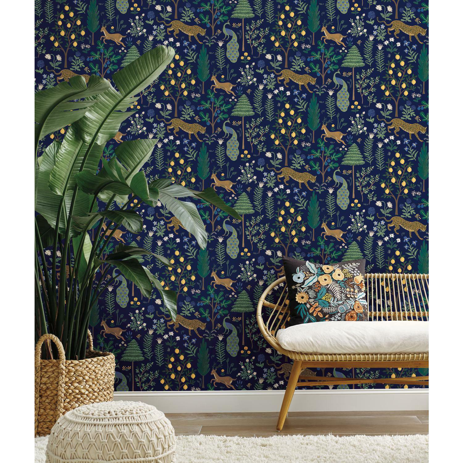 Menagerie Self-Adhesive Wallpaper, Blue