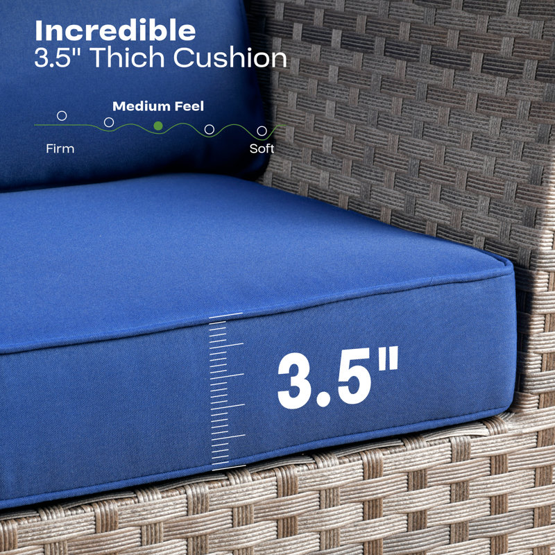 Belby Premium All-Weather Wicker 8 - Person Modular Patio Conversation Set with Cushions, Navy
