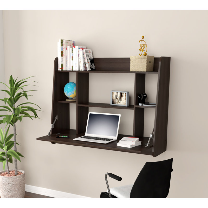 Foldable Floating Desk, Espresso
