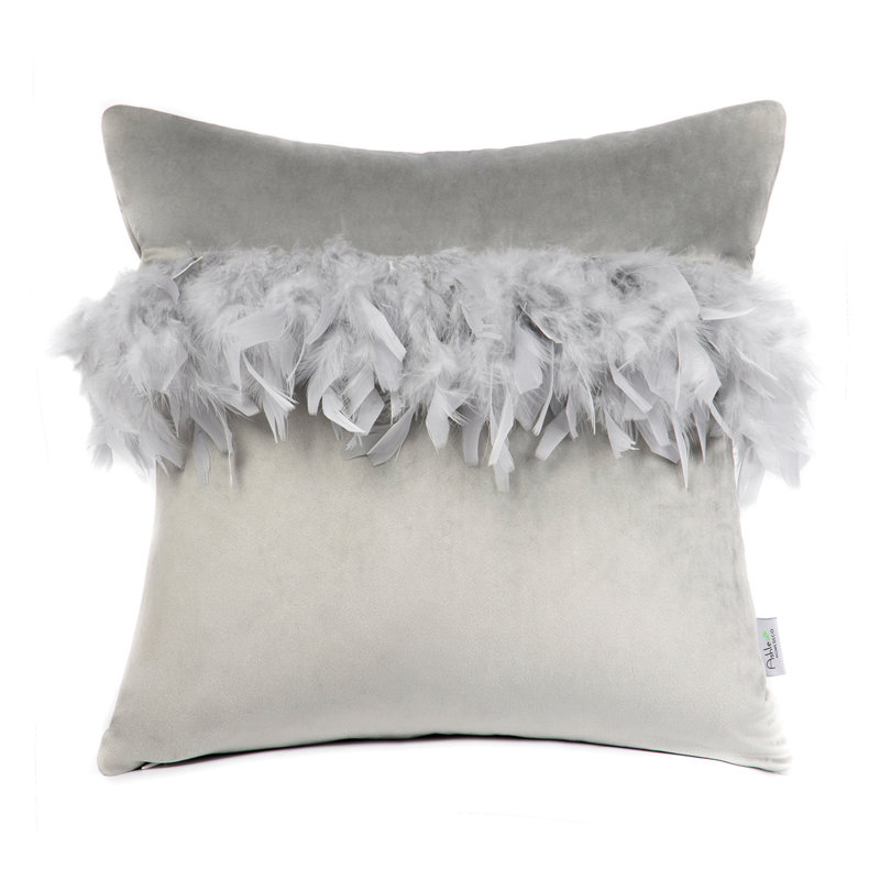 Coussin décoratif en plumes, H 18 po x l 18 po, Gris clair, Pillow Cover & Insert
