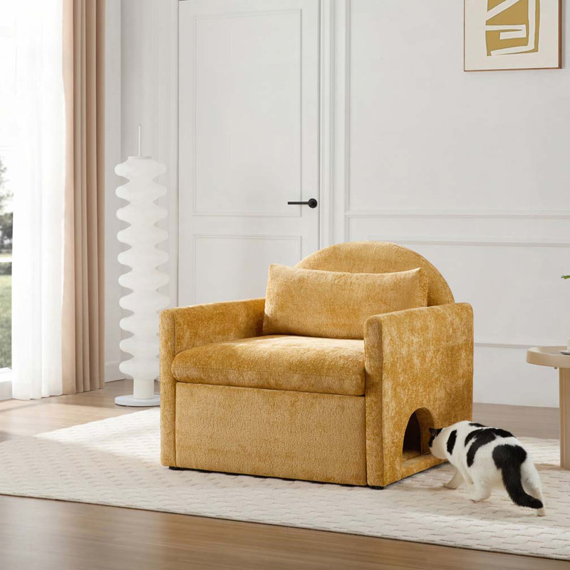 Fauteuil surdimensionné en chenille, Jaune