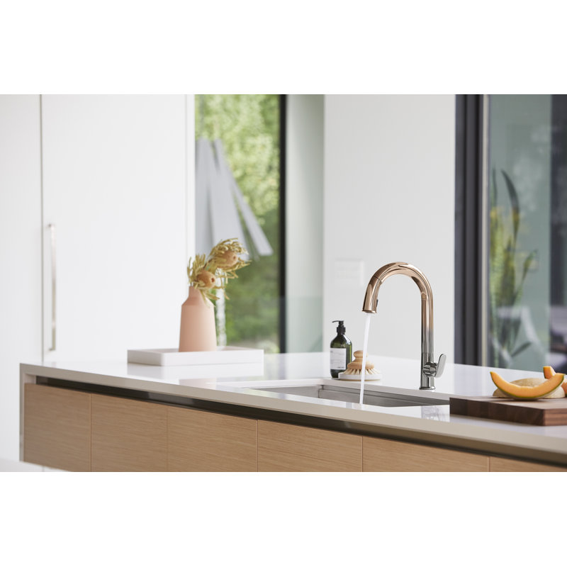 Sensate Pull-Down Touchless Single Handle Kitchen Faucet, Titanium/Rose Gold