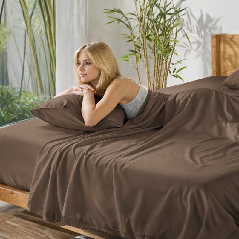 Ultra Soft Bamboo Sheet Set - 4 Pc Set - Wrinkle Resistant - Cooling Sheets with Deep Pockets, Treebark