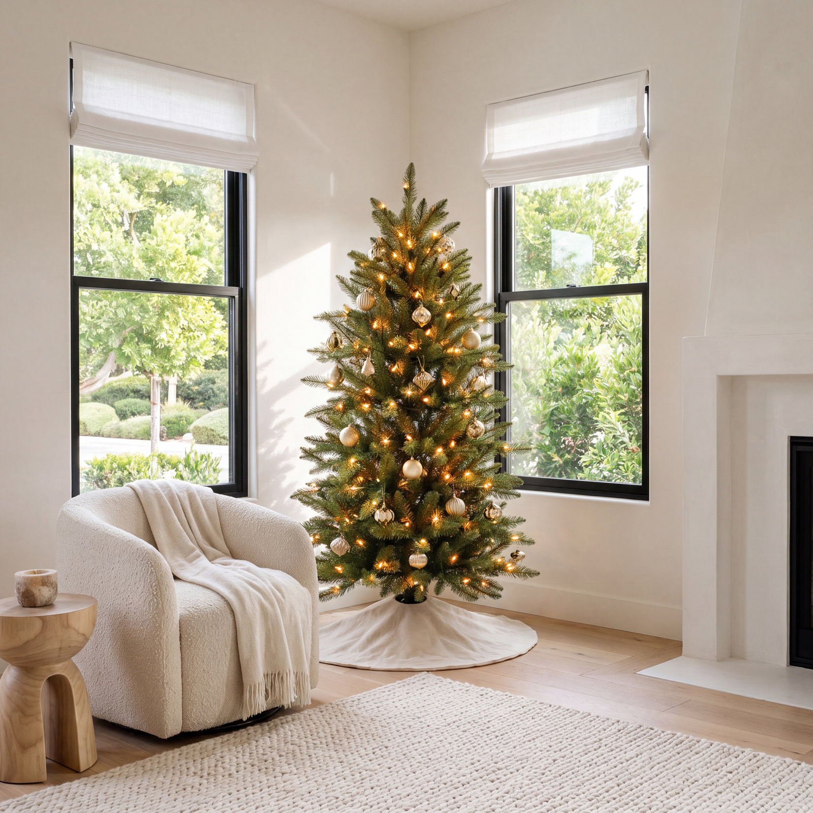 Kadyn Slender Pre-Lit Fir Christmas Tree, 4.5' H