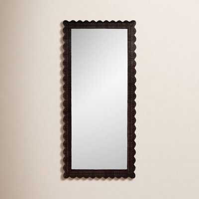 Lacie Scalloped Rattan Floor Mirror