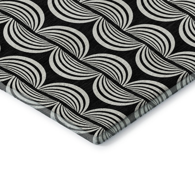 Premium Machine Washable Corum AMF1055 Swirls Rug, Rectangulaire 3 pi x 5 pi