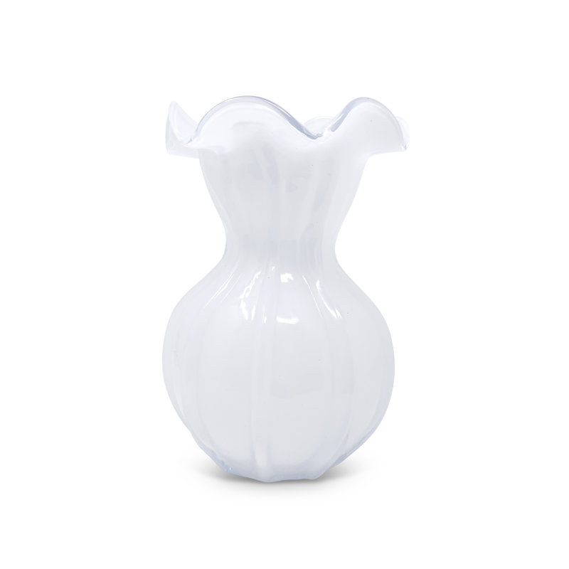 Vase en verre blanc H 9 "Ouita, 6,75 pouces