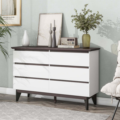 Armoire de rangement spacieuse à 6 tiroirs pour la chambre à coucher et le salon, organisateur durable et multifonctionnel, l 47,2 po x P 15,74 po x H 30,7 po