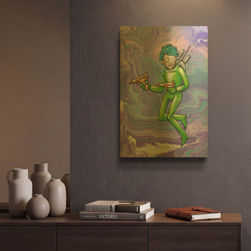  «Space Girl 2» par Craig Snodgrass, art mural en métal doré, 12 po x 16 po, 12 po x 16 po