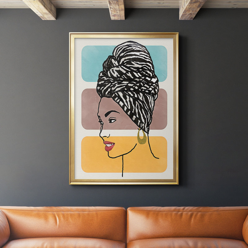 «Head Wrap II», toile encadrée de qualité supérieure - prête à être accrochée, Or, H 24,5 po x l 18,5 po x P 1 po
