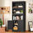 62.9'' H Bookshelf and Bookcase with Doors, 5-Tier Display Storage Cabinet, Remote Control LED Lights