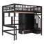 Lit mezzanine double avec bibliothèque, tiroirs et amp; Garde-robe - Espresso (robuste et sans sommier)-1147933395-1147933388